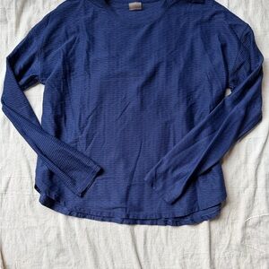 Calia Carrie Underwood Long Sleeve Navy Ribbed Athleisure Workout Top Medium